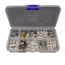 250 stuks micro-tactiele tactiele drukknopschakelaar, diverse set, 2P 4-pins SMD PCB, momentane zelfherstellende autoafstandsbediening