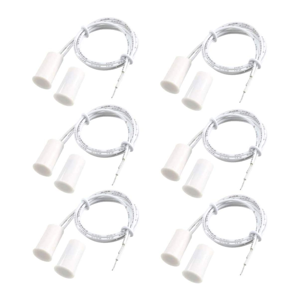 Rc-33 Nc Recessed Wired Security Window Door Contact Sensor Alarm Magnetic Switch White - (6 Sets) 4852514325980