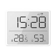 Termómetro higrómetro digital con reloj, monitor de humedad y temporizador, alarma para casa, oficina y habitación de bebé, color blanco
