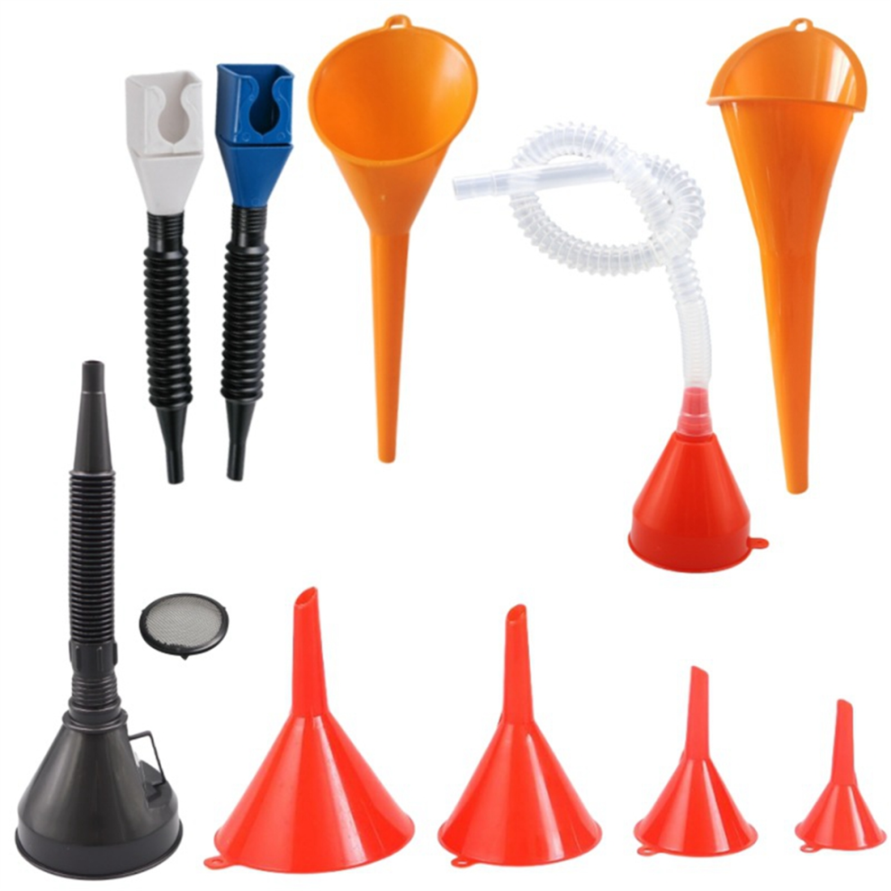 10 Pcs Automotive Funnels Set, Plastic Long Neck Oil Funnels, Snap Funnel,Right Angle Funnelswide Mouth 4852514329865