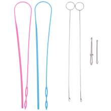 Naai-lusset (6 stuks), draaihaak, flexibele trekkoordinrijger, metalen pincet, lang gereedschap met sluiting