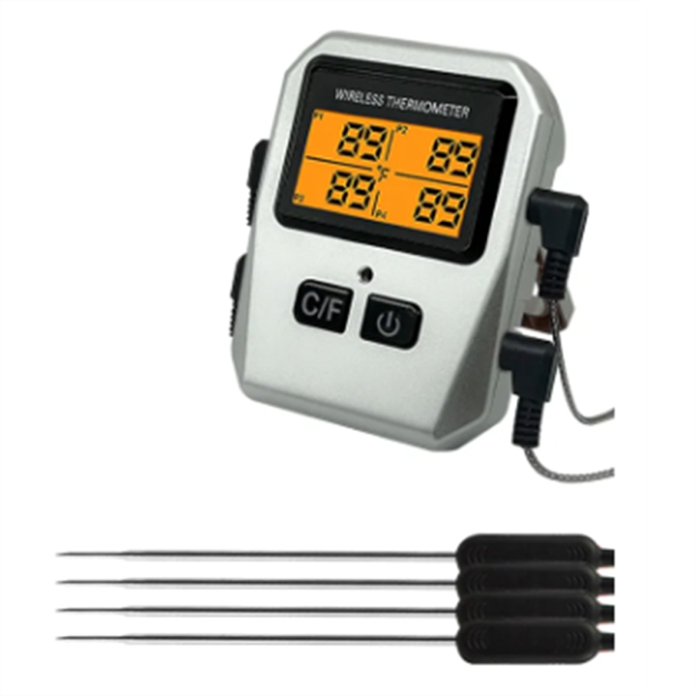 Tuya 100M Wireless Meat Food Thermometer Kitchen Cooking Tool Oven Grill Bbq Bluetooth Temperature Meter(Silver) Silver Tauoh