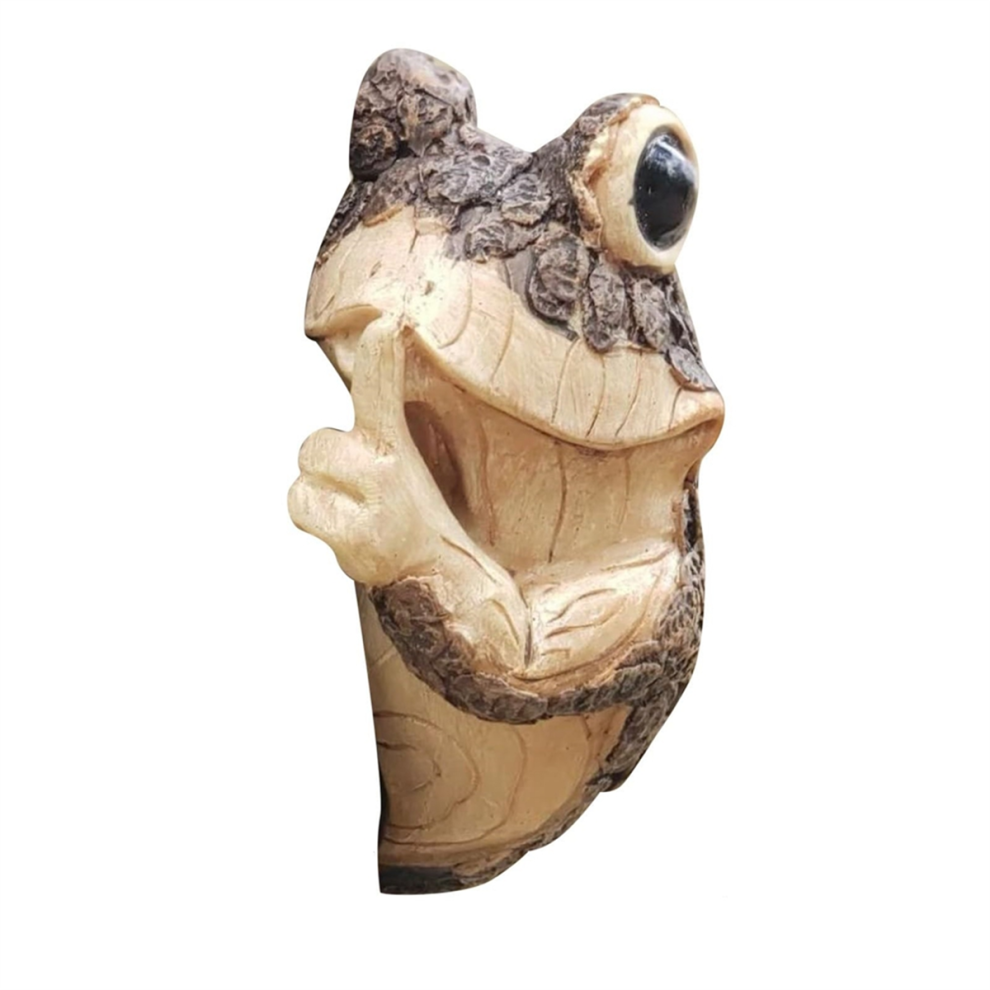 Quiet Frog Tree Peeker Garden Sculptures Outdoor Face Hugger Statue Indoor Yard A 4852514343656