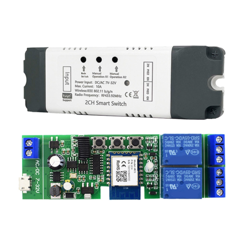 Tuya Smart WiFi Switch Relay Module 2 CH 7-32V /APP Wireless Remote Control Home for
