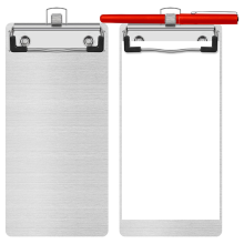 Klemmbrett aus Metall und Aluminium mit Stifthalter, 10,4 x 21,3 cm, Mini-Tasche, A5, für Büro und Schule