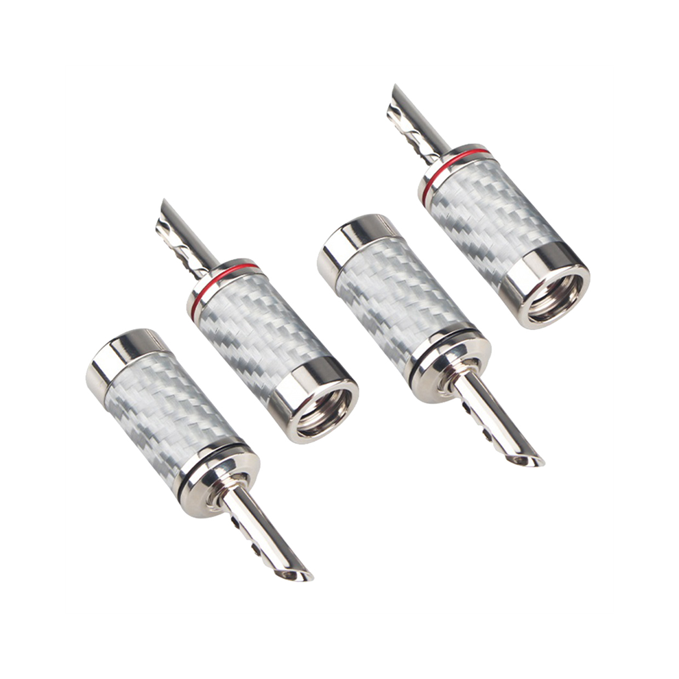 4Pcs Banana Plugs Hifi Diy Carbon Fiber Electrical Audio Speaker Cable Connector Plug White 4854061044284
