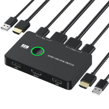 KVM-switch 2-poorts box USB en -compatibel voor computers Gedeeld toetsenbord Muis Printer Eén HD-monitor