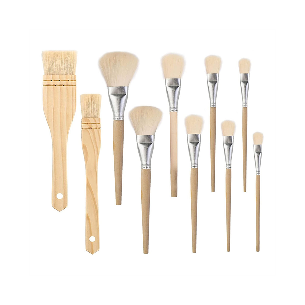 Tauoh 10 Pcs Assorted Size Paint Brush Gilding Hair Duster Flat Sweep Mops For Watercolor, Wash, Ceramic