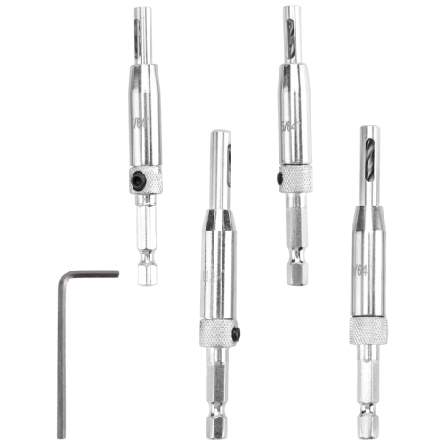 Center Drill Bit Set 5 PCS Self Centering Hinge Core for Woodworking, Door Window Bits 2