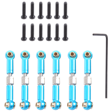 6-teilige verstellbare Metallgestänge-Zugstange vorne/hinten, Servoverbindung für A949 A959 A969 A979 K929 RC-Auto, Upgrade-Ersatzteil, blau