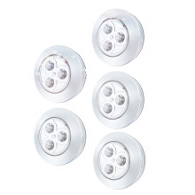 5-pack draadloze LED-nachtlamp op batterijen, plakbaar en veilig voor hal, keuken, slaapkamer, badkamer, kasten, zilver