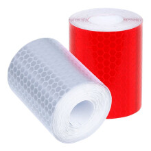 2 stuks 50 mm  3 meter plakband waarschuwingsreflector beveiligingsmarkering wit en rood