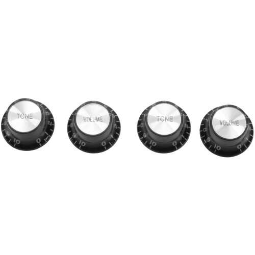 Guitar Knobs 2 Volumes and Tones Silver Top Hat Bell 1
