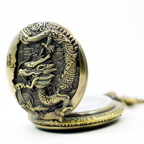 Large bronze embossed Chinese style nostalgic retro pocket watch 2