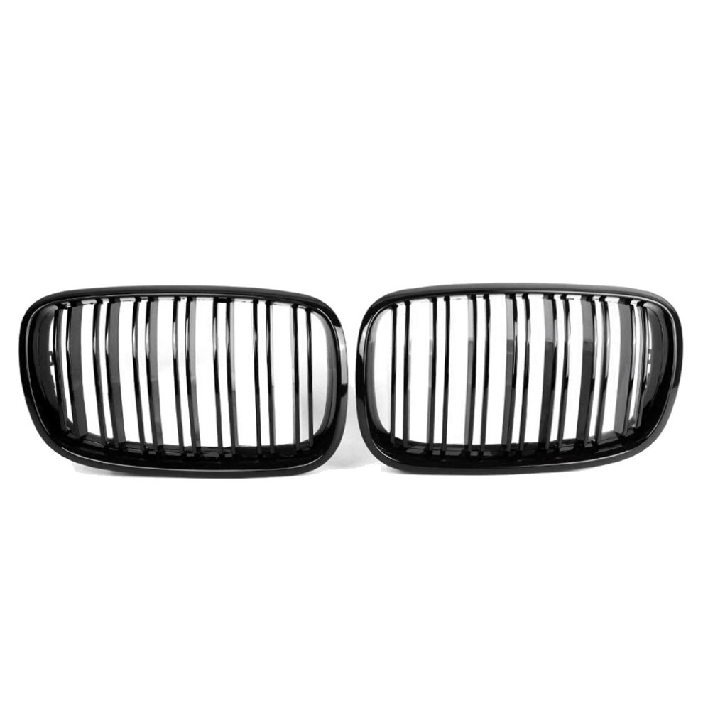 2Pcs Glossy Car Front Kidney Grille Grill For X5 E70 2007-2013 X6 E71 2008-2014 Black 4854061065333