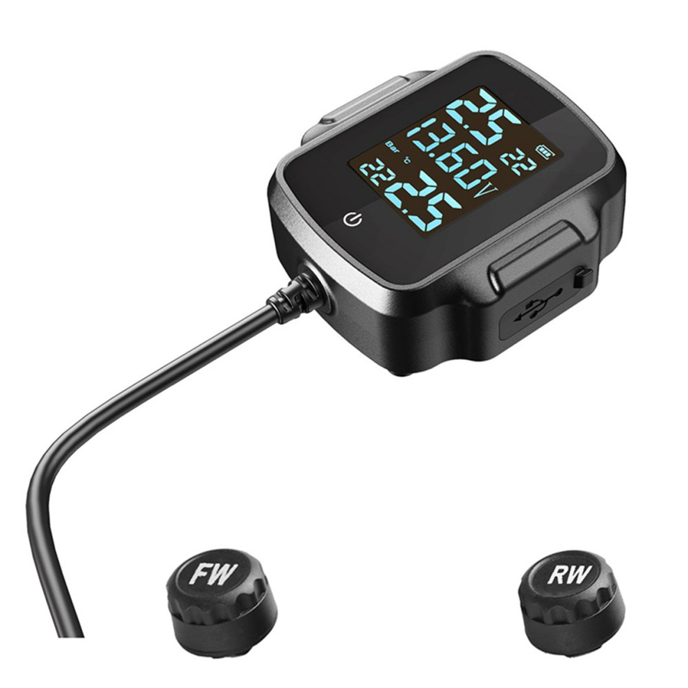 Tpms Motorbike Tire Pressure Monitoring System Tyre Temperature Alarm With Qc 3.0 Usb Charger 4854061071518