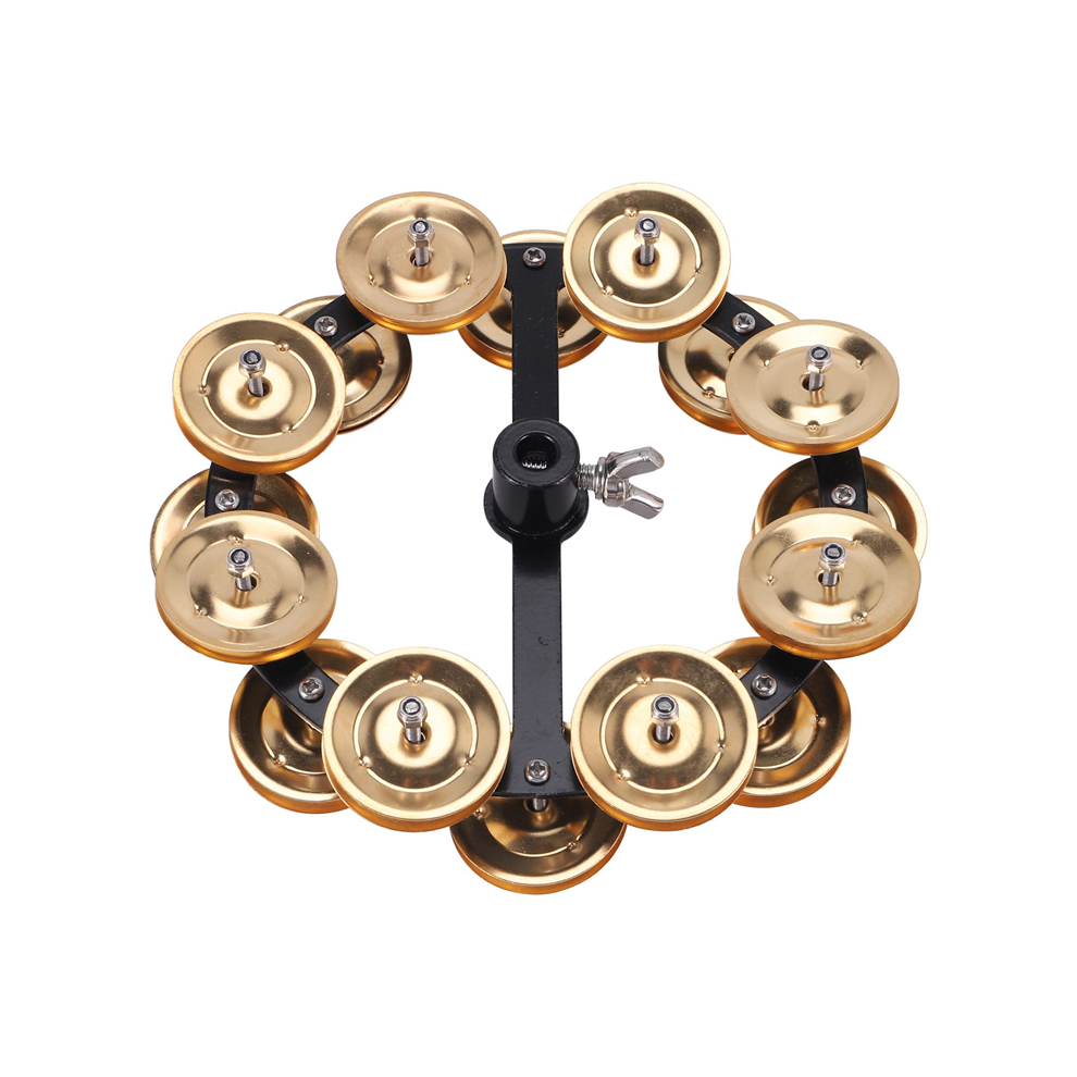 Musical Kalimba Portable Percussion Hi-Hat Tambourine With Row Alloy Jingles Drum Set Gold 4854061069539