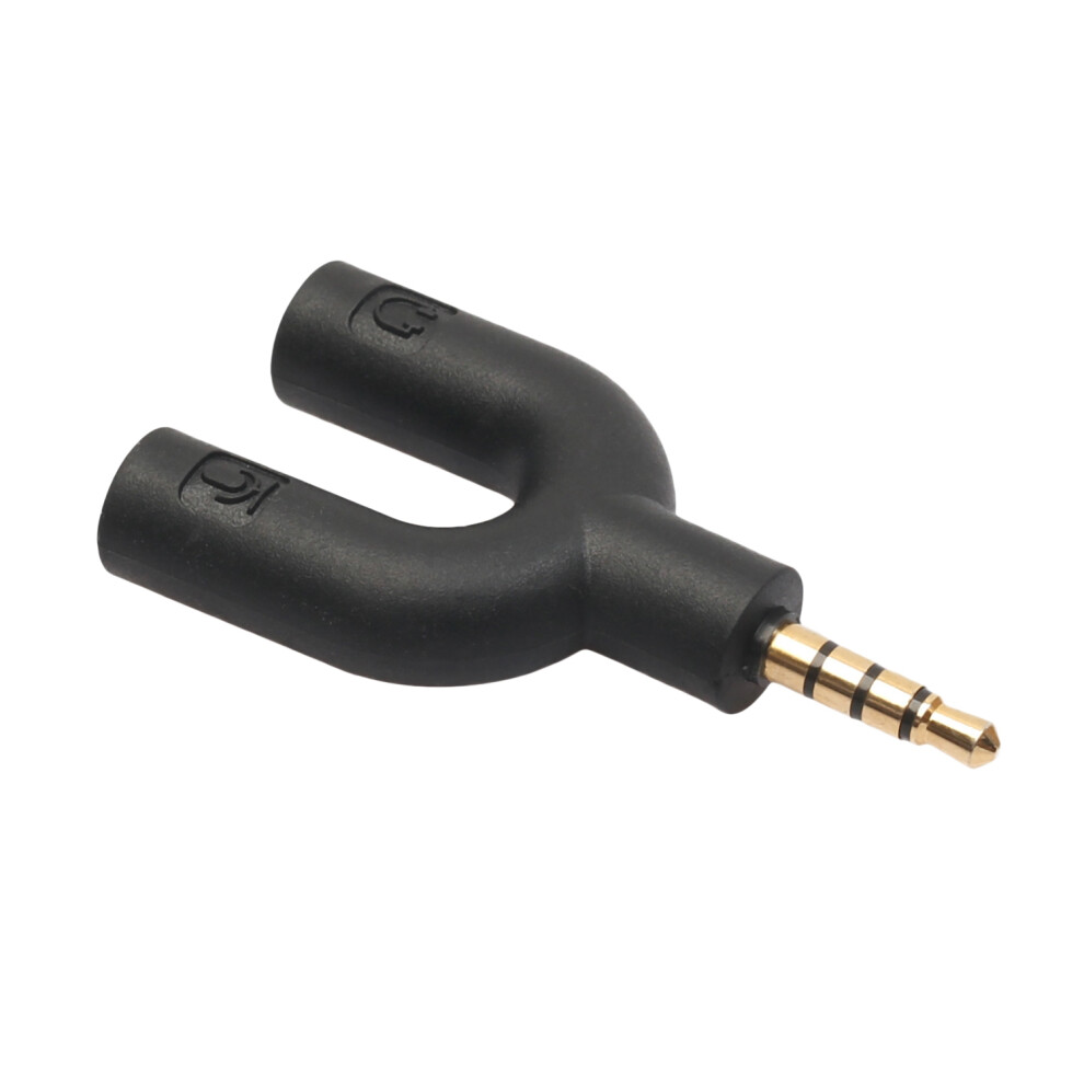 U Type Adapter Dual 3.5 Mm Headphone Plug Audio Cables Splitter Microphone 2 In 1 Swivel Connector For Android 4854061074182