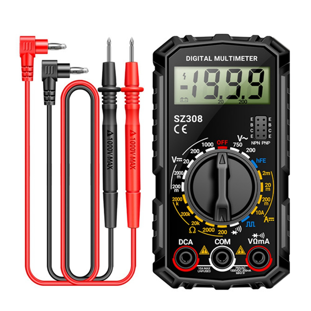 Sz308 Digital Multimeter Voltage Resistance Meter Current Electrician Lcd Backlight Ohm Square Wave Test B 4854061087427