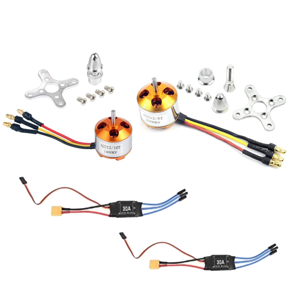 2Pack 2212 1400Kv/2200Kv Brushless Outrunner Motor With Mount 10T/6T+30A Esc For Rc Aircraft Quadcopter Ufo 4854061092728