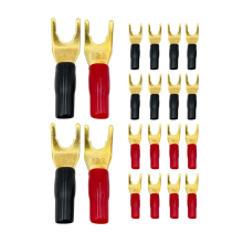 Conector de terminal de alimentación para cable de altavoz sin soldadura, conector banana de horquilla chapado en oro, 20 unidades, forma YU
