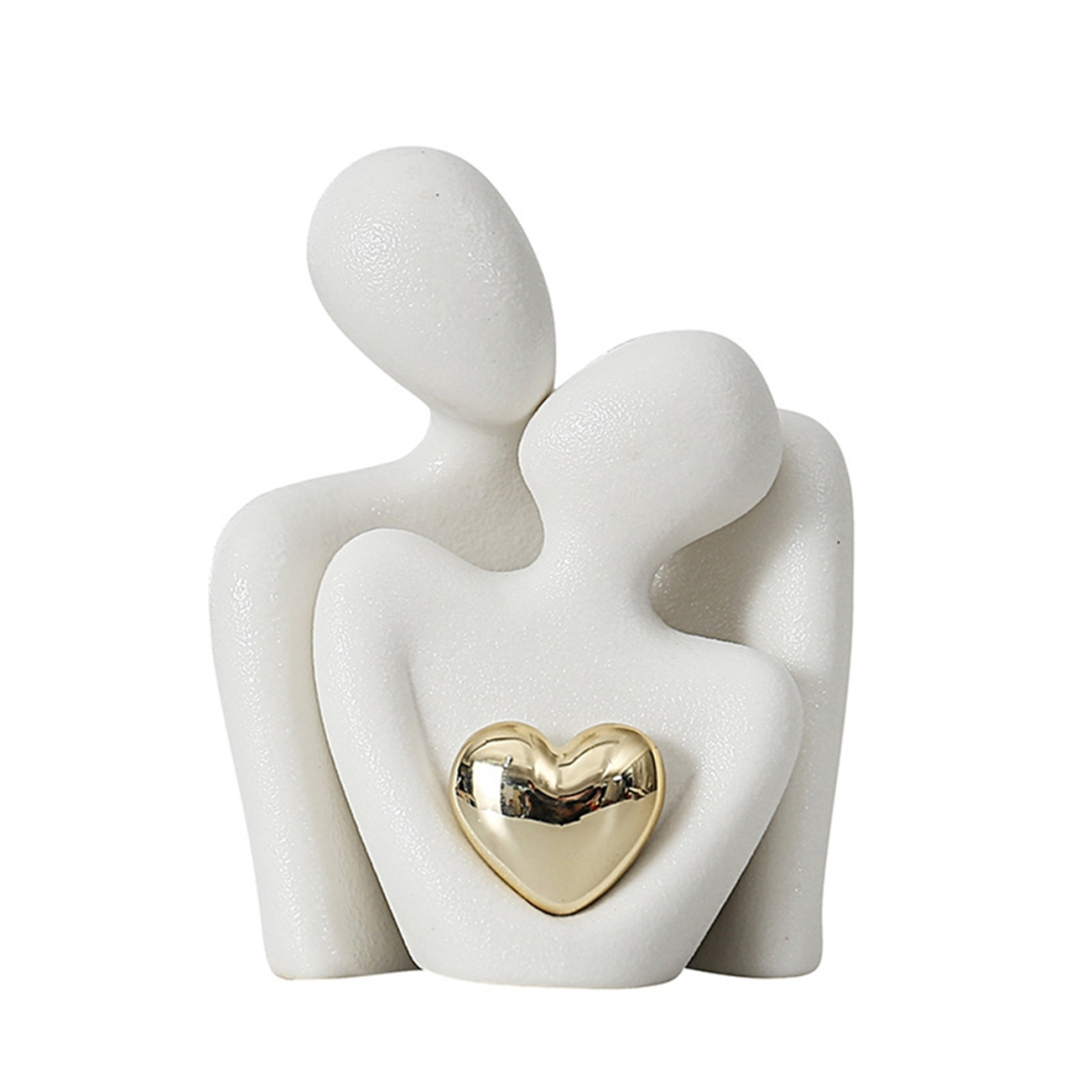 Tauoh Mini Couple Statue Tv Stand Decor Abstract Sculpture Knick Knacks Home Couples Love Office Show Pieces White B