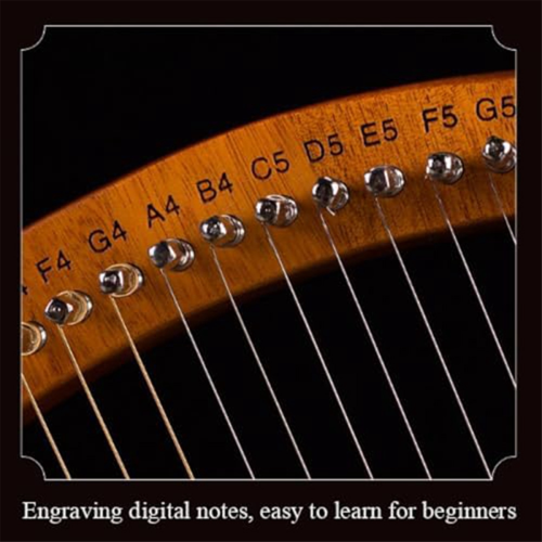 Lyre Harp 19 String Beginners Harp,Portable 19-Tone Small 19-String Musical Instruments Solid Wood 2