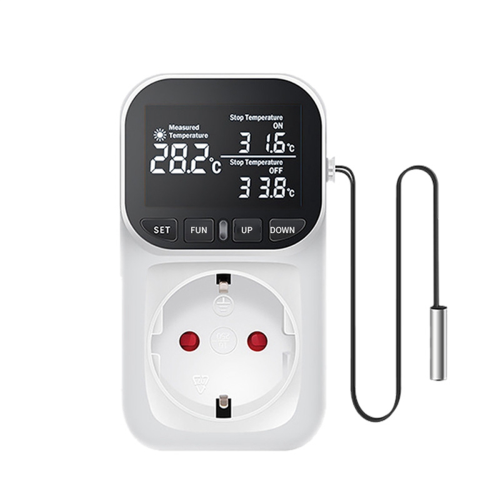 Digital Temperature Controller,Reptile Thermostat Timer Switch Plug with Sensor for Home, Greenhouse Aquaculture EU
