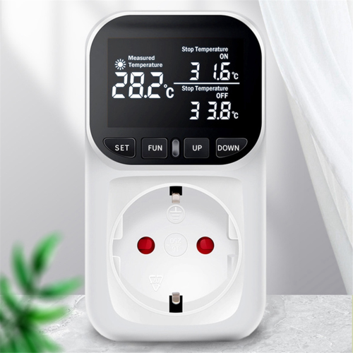 Digital Temperature Controller,Reptile Thermostat Timer Switch Plug with Sensor for Home, Greenhouse Aquaculture EU 2