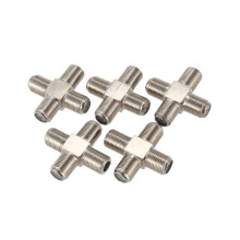 Confezione da 5 splitter combinatori per cavi coassiali di tipo F a 4 vie, femmina a 4 per antenna TV satellitare videoregistratore, argento