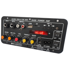 Digital Bluetooth Amplifier Board Subwoofer Dual Microphone Karaoke Amp Speaker Home Theater DIY 30W EU Plug