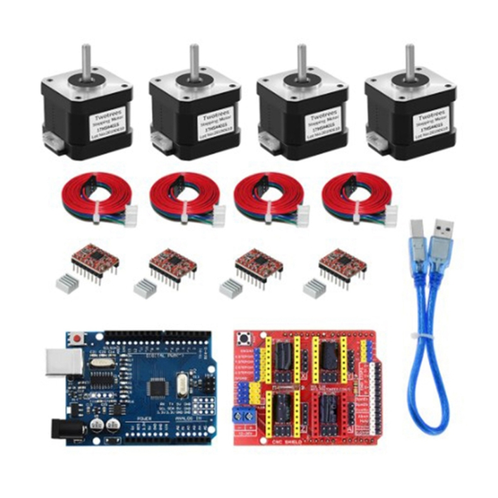 4-Lead Nema17 Stepper Motor 17Hs4401s + Cnc-Shield V3 +4Pcs A4988 Driver Expansion Board 3D Printer Kit 4854061020103