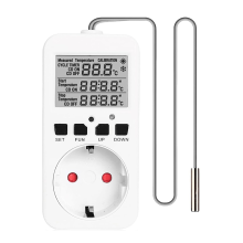 Gniazda cyfrowego regulatora temperatury, gniazdo termostatu grzania/chłodzenia 16 A z czujnikiem do szklarni, wtyczka EU