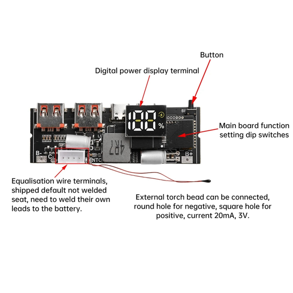 Qc3.0 65W Bidirectional Fast Charge Mobile Power Module Bank 18650 Quick Charging Pd Qc Scp Vooc 3S 4854061022237