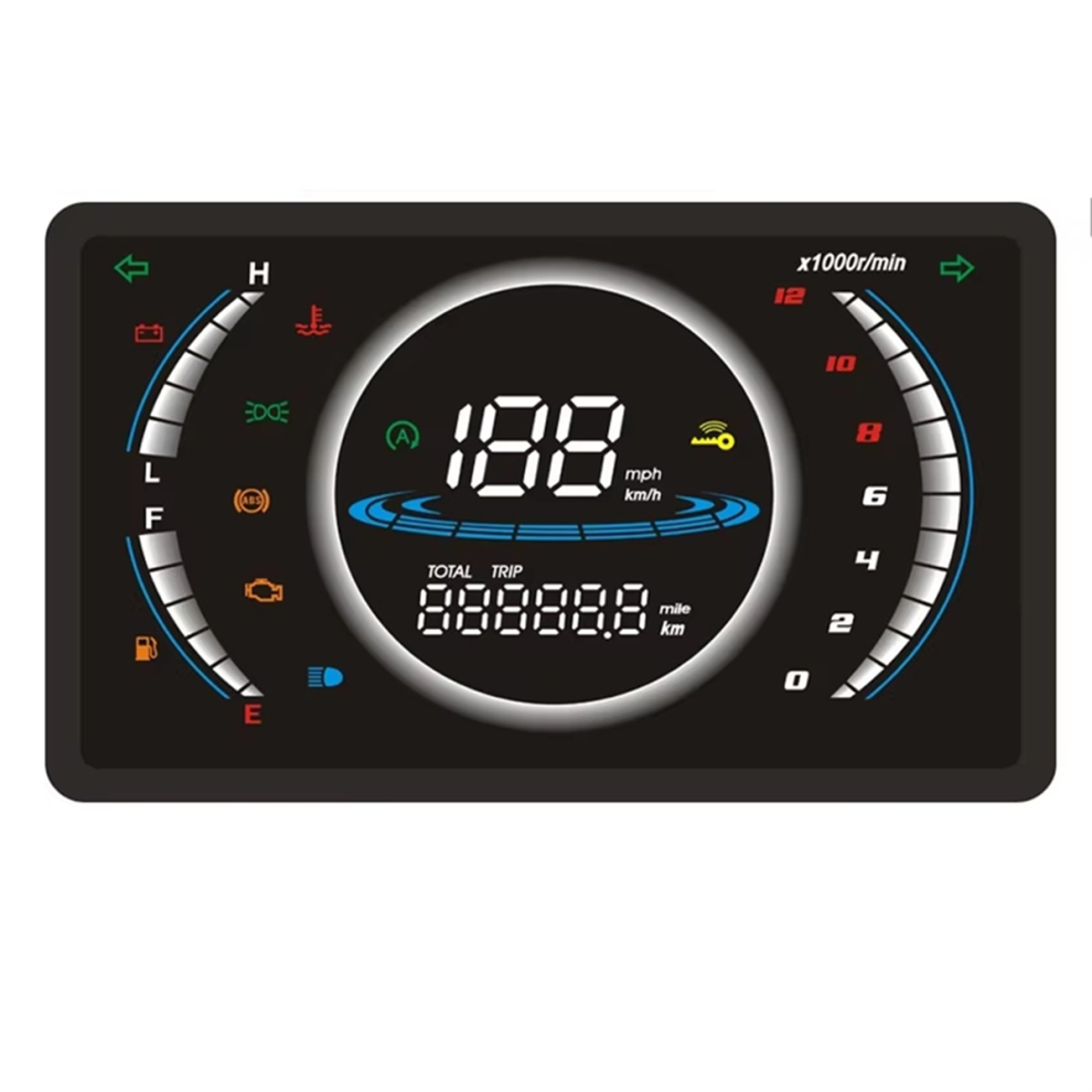 Tauoh 12V Universal Adjustable Led Digital Speedometer Rpm Dashboard With Temperature Gear