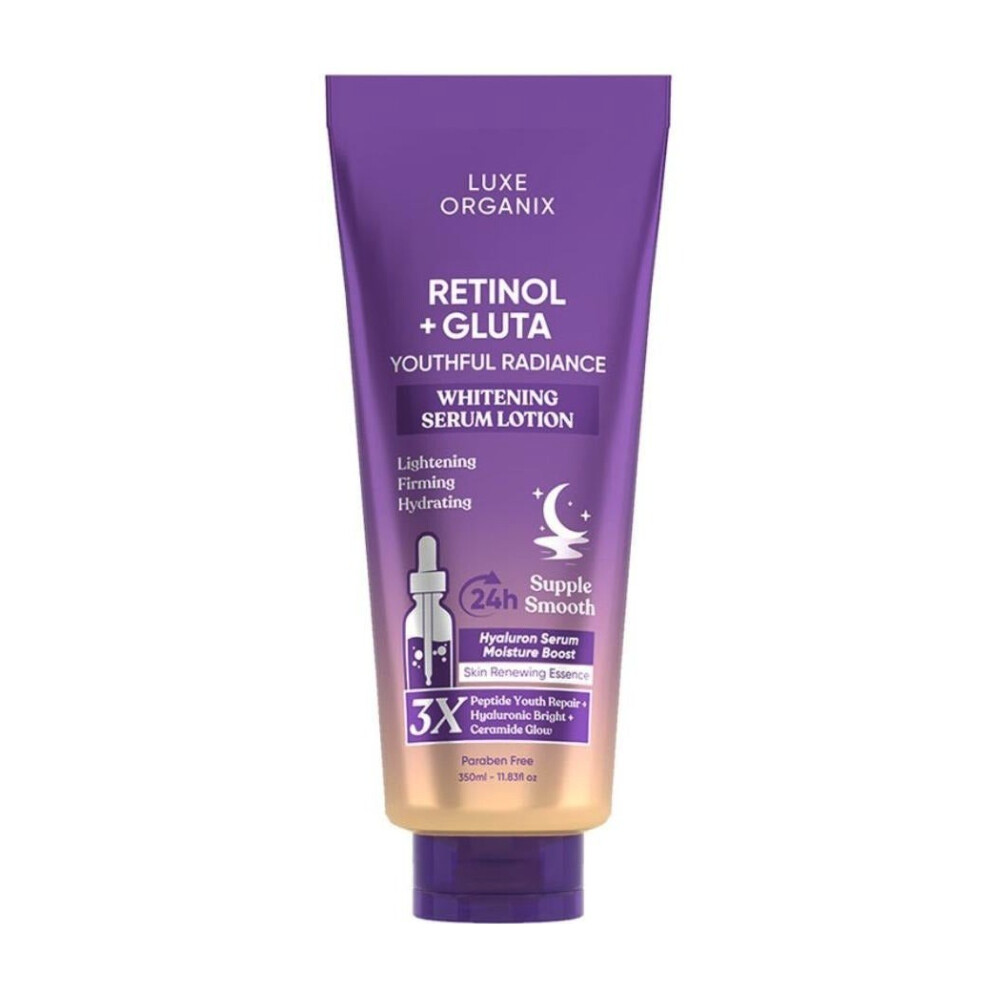 LUXE ORGANIX Retinol + Gluta Youthful Radiance Serum Lotion|Hydrates Deeply Without Greasiness - 350ml