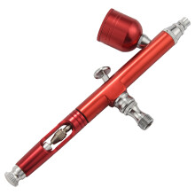 Aerografo a doppia azione con ugello da 0,3 mm, per nail art, tatuaggi, con chiave, colore: rosso cannuccia