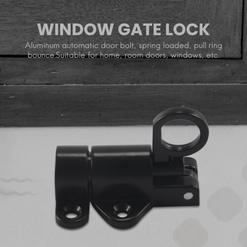 Aluminum Alloy Security Automatic Window Gate Lock Spring Bounce Door Bolt Latch, Black 2