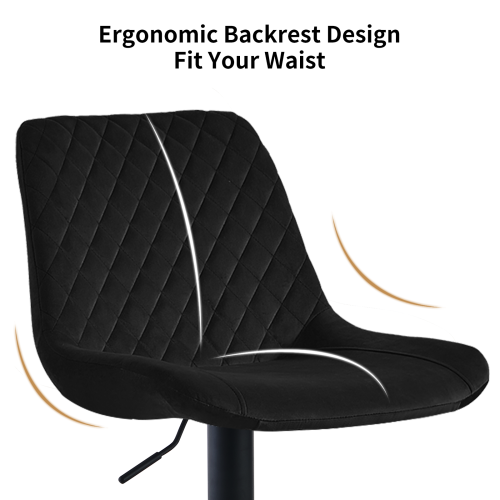 AINPECCA (Black) 1PCS Swivel Bar Stools Velvet Breakfast 2