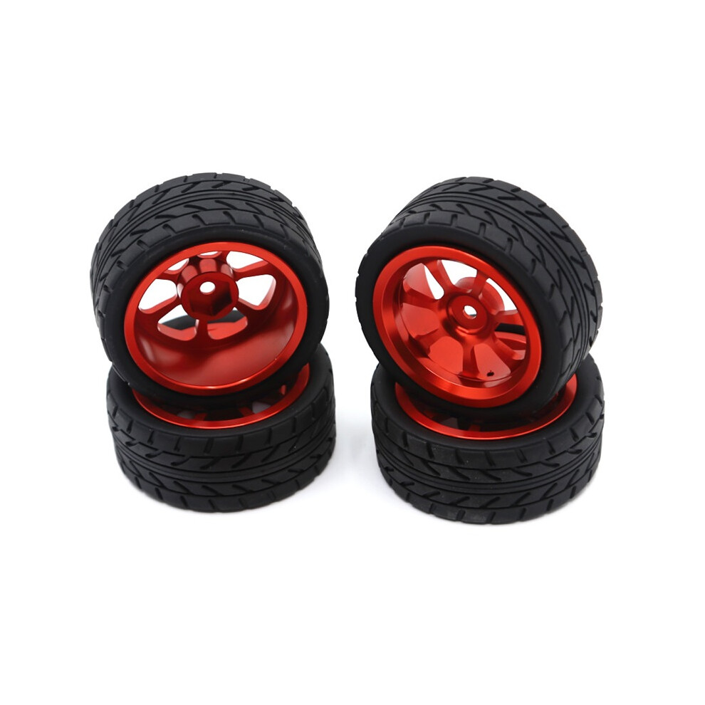 65Mm Metal Wheel Rim + High Grip Rubber Tires Tyres For 144001 A959 A959-B 124019 124018 Rc Car Parts, Red 4853273260215