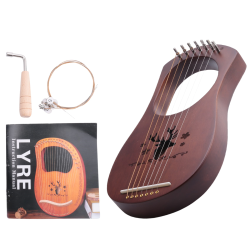 7-String Lyre Harp Mahogany Solid Wooden Metal Strings Stringed Instruments 2