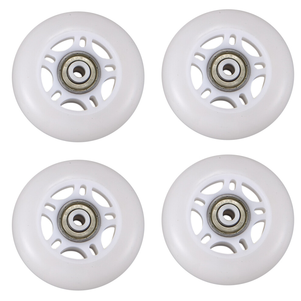 4 Pack Inline Skate Wheels Beginner's Replacement Wheel With Bearings 70Mm White 4853273266613
