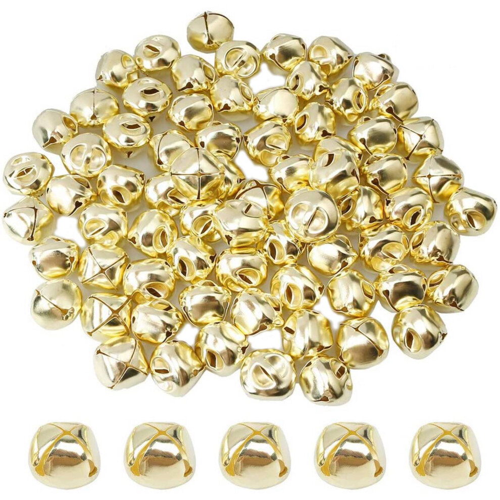 100 Pieces Jingle Bells, 15Mm Metal Bells Mini Craft Beads For Diy Gold 4853273263117