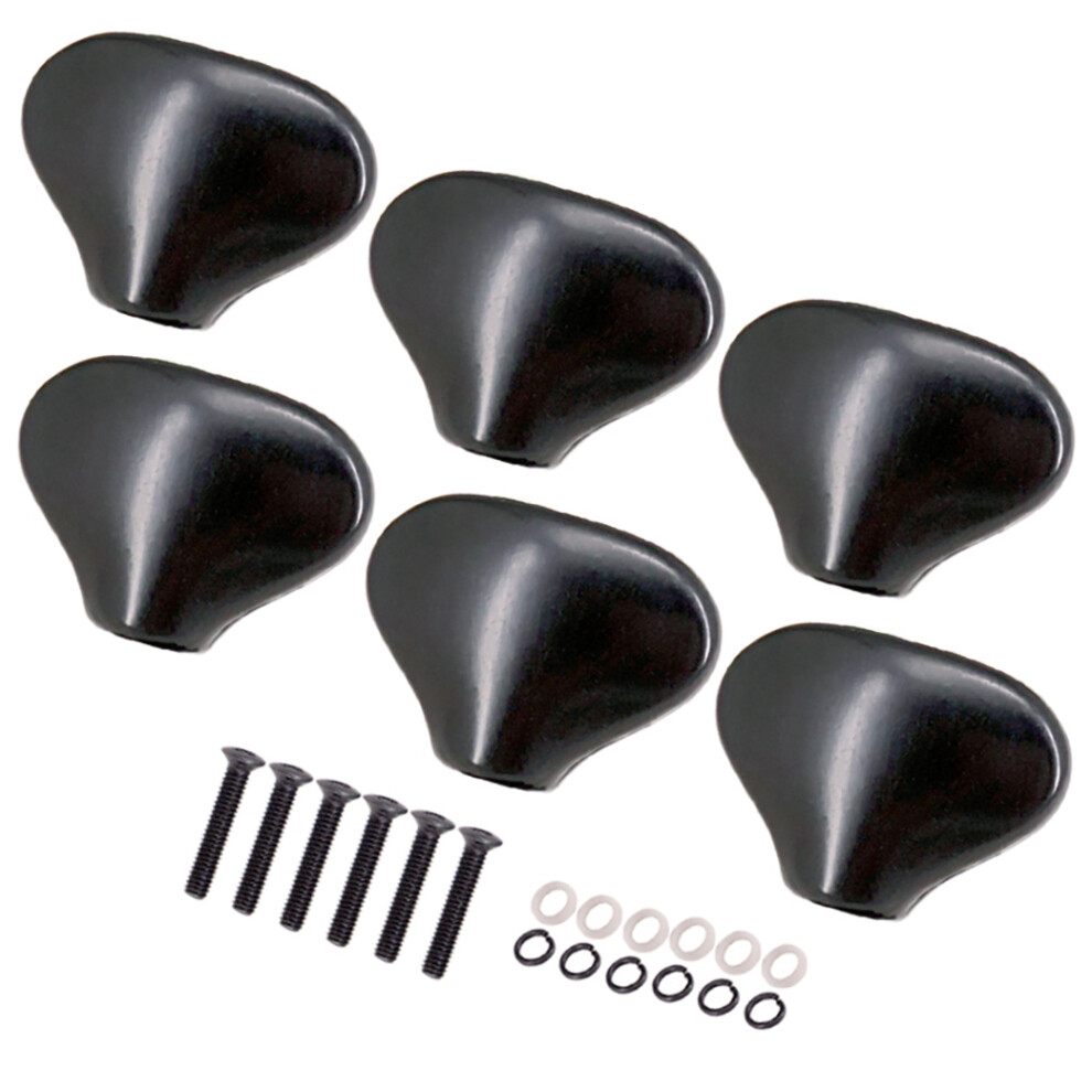 6Pcs Zinc Alloy Electric Guitar Tuning Pegs Cap Tuners Replacement Buttons Knobs Accessories, Black 4853273271525