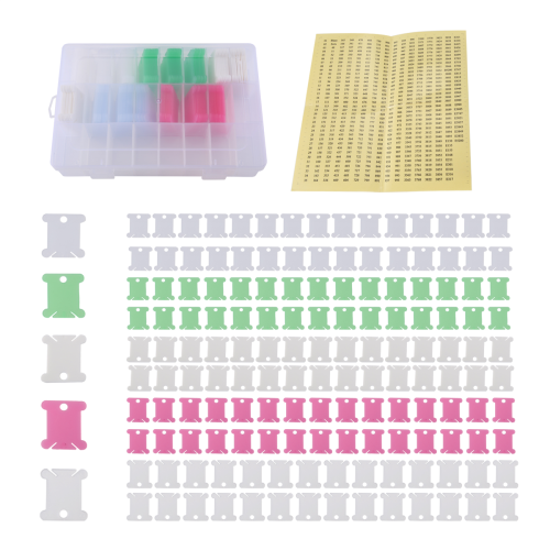 152Pcs Accessories Including Embroidery Thread Bobbins Organizer Box and Floss Number Sticker 2