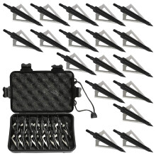 18 Stück Jagdspitzen aus Metall für Bogenschießen, 100 Grain, 3 Klingen, Pfeilspitzen, kompatibel mit Armbrust und Compoundbogen