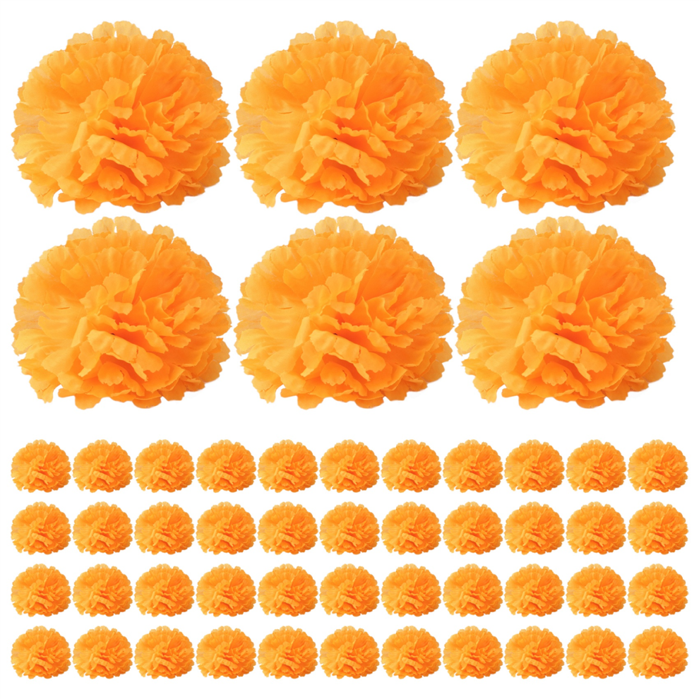 3.9Inch Marigold Flowers Artificial Day Of The Dead Flower 50Pcs Fake Head For Garland Making Orange 4853273273956