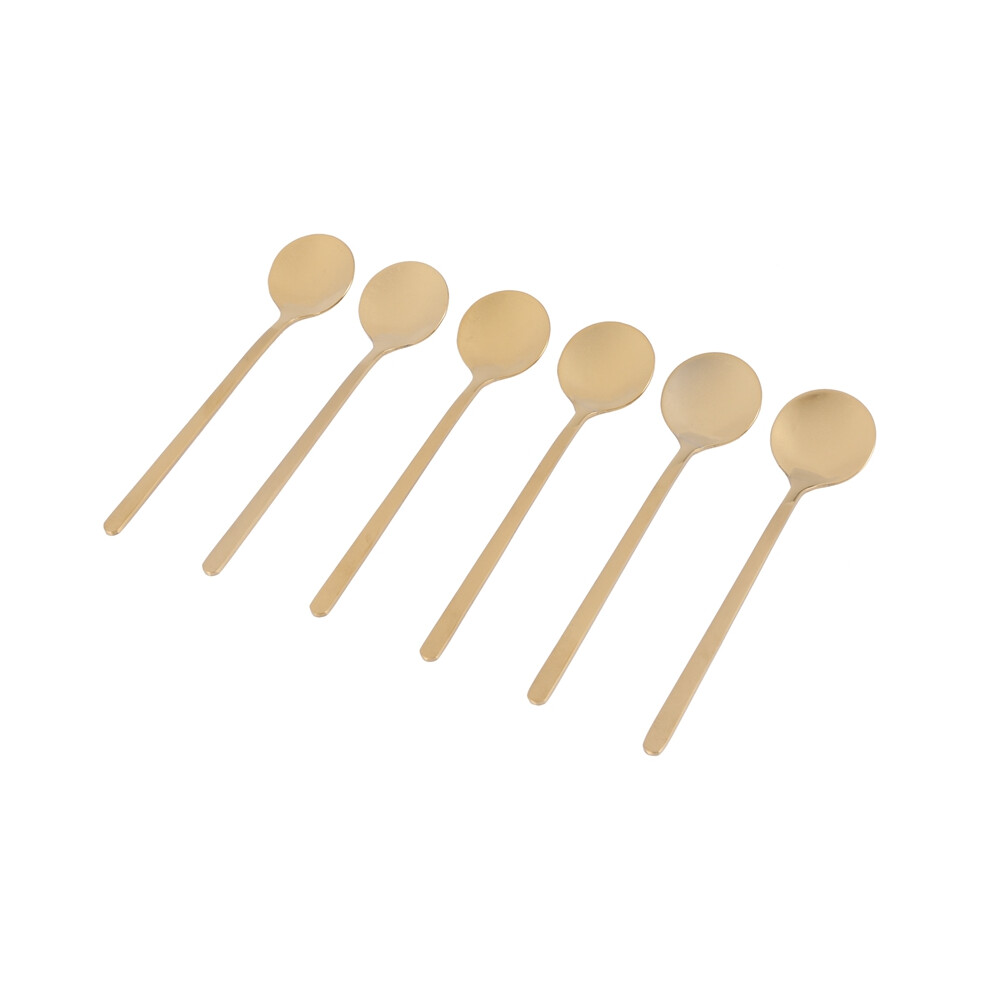 Stainless Steel 6Pcs Espresso Spoons Teaspoons For Coffee Sugar Dessert Cake Ice Soup Antipasto (Gold) Cream/Gold 4853273282200