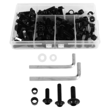 Zestaw 158 uniwersalnych śrub do owiewek i nakrętek do karoserii motocyklowej YZF R1 R6 R3 2004-2008 (czarny)