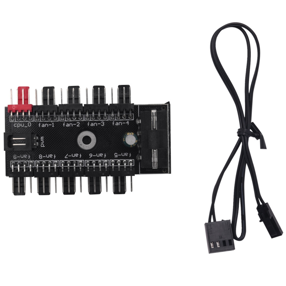 10 Port Pc Chassis Fan Hub Cpu Cooling Hub 12V 4 Pin Pwm Molex Controller 4853273279347